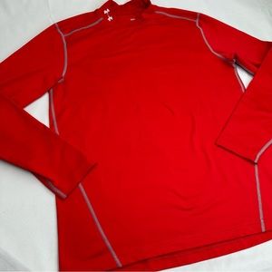 Under Armour Large Fitted Cold Gear Compression Long Sleeve Mock Neck Red